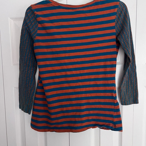 435 Matilda Jane Tee Girls 12 Striped Orange Blue Long Sleeve Pep Rally Tunic - Picture 3 of 3